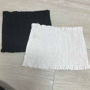 White and black bandeau tops for small chests